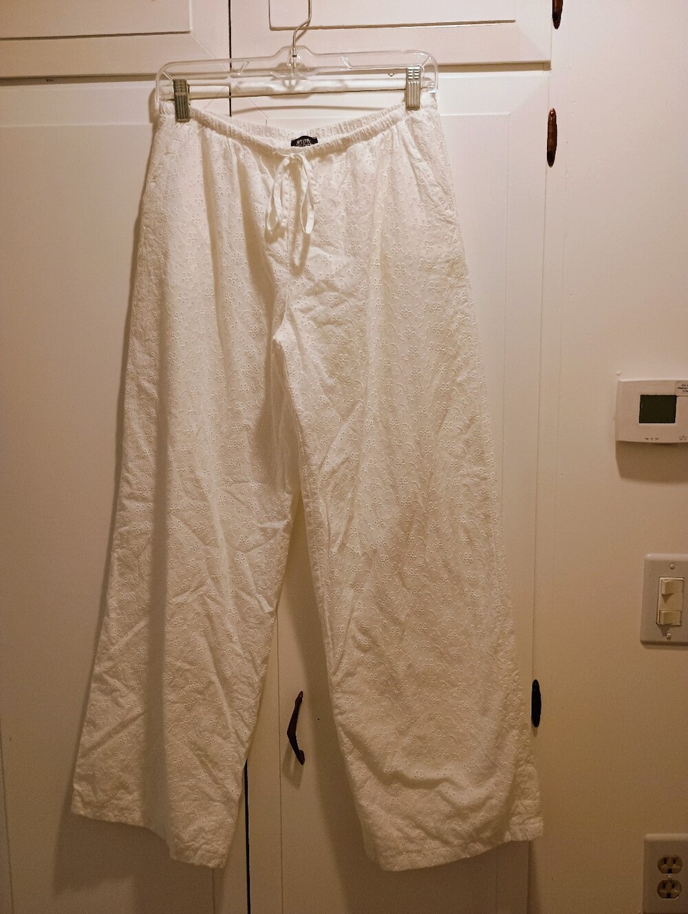 White Eyelet Drawstring Pants